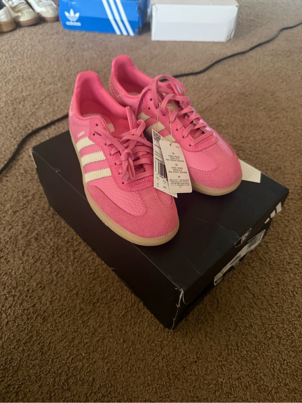 adidas Pink Samba-Style Women's Sneakers with White Stripes